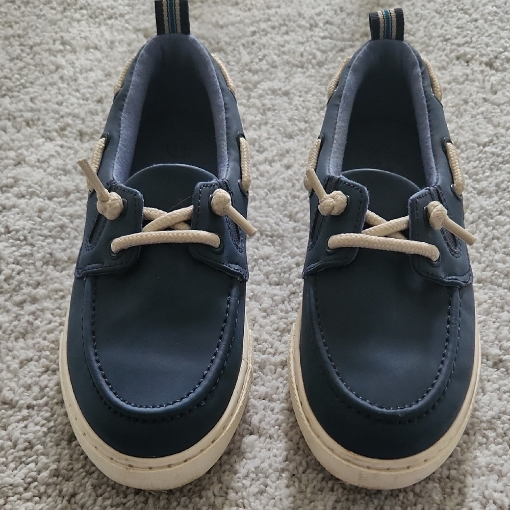 Cat & Jack Navy Moccasins with Cream Accents